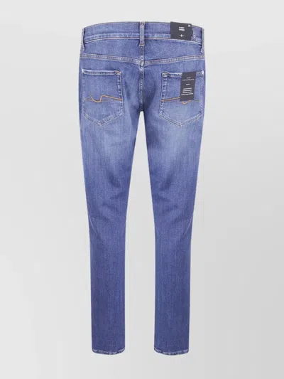 7 For All Mankind Tapered Slim Fit Denim Trousers In Blue