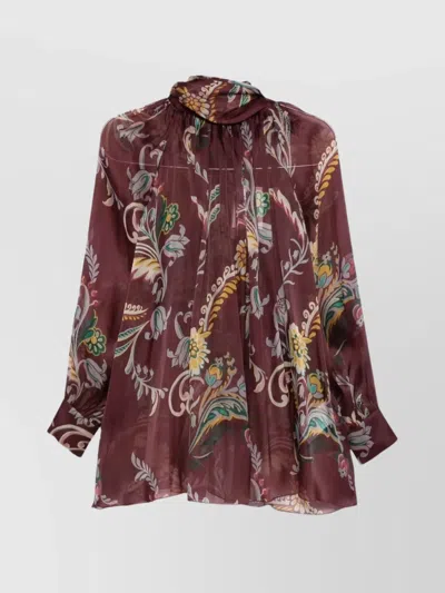 Etro Women's Silk Blouse And Scarf Detail In Multi
