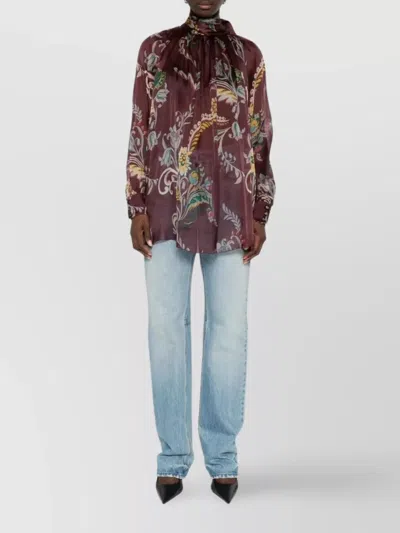 Etro Women's Silk Blouse And Scarf Detail In Multi