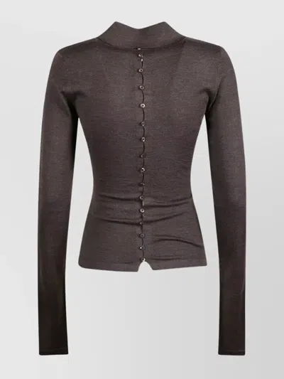 Jacquemus Long-sleeved Merino Wool Polo Shirt Knitwear Brown