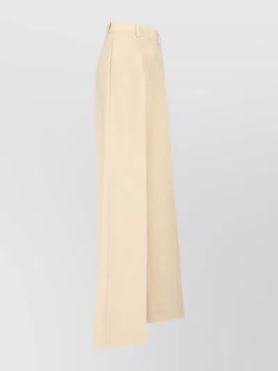 Ermanno Scervino High Waist Wide Leg Trousers With Belt Loops In Neutral