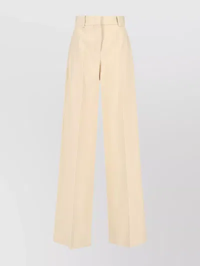 Ermanno Scervino High Waist Wide Leg Trousers With Belt Loops In Neutral