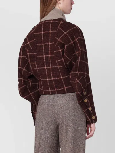 Vivienne Westwood Tartan Wool Cropped Jacket With Long Sleeves In Red