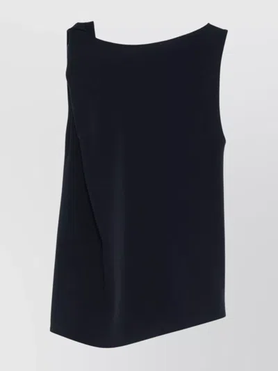 P.a.r.o.s.h Asymmetric Sleeveless Draped Top Design In Black
