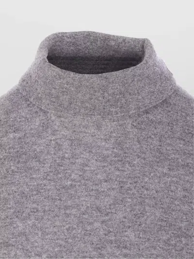 Gucci High Neck Turtleneck Sweater With Ribbed Trim In Gray