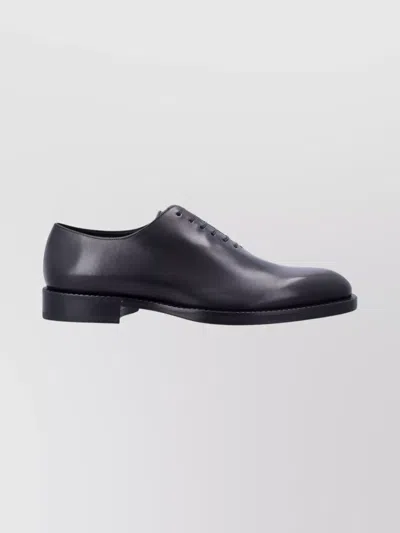 Ferragamo Almond Toe Brogues With Double Leather Sole In Black
