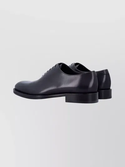 Ferragamo Almond Toe Brogues With Double Leather Sole In Black