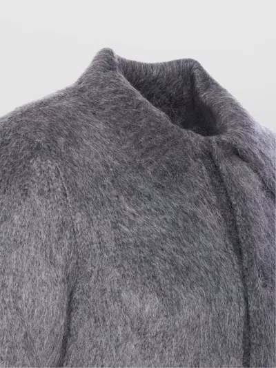 Gucci Men Grey Cardigan With Classic Collar And Brushed Effect In Mohair Blend Woman In Gray