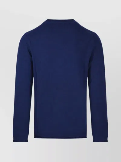Comme Des Garçons Deep Blue Crew Neck Wool Shirt With Minimalist Design In Blue