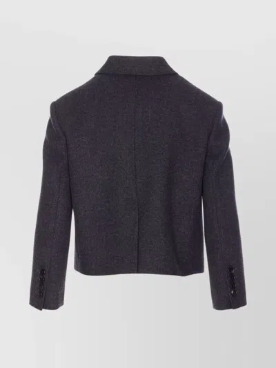 Gucci Long Sleeve V-neck Jacket With Back Vent In Black