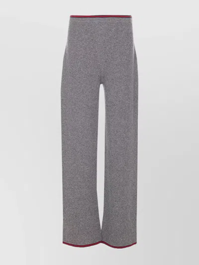 Gucci Womens Dusty Dark Grey Mc Ribbed Straight-leg Wool Knit Trousers In Gray