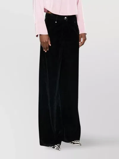 Forte Forte Flocked Cotton Five-pocket Trousers With Textured Finish In Black