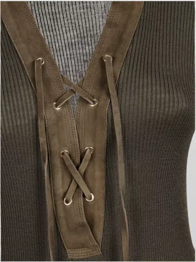 Golden Goose Polo Dress Orly Ribbed Wool Knit Leather Collar In Multi