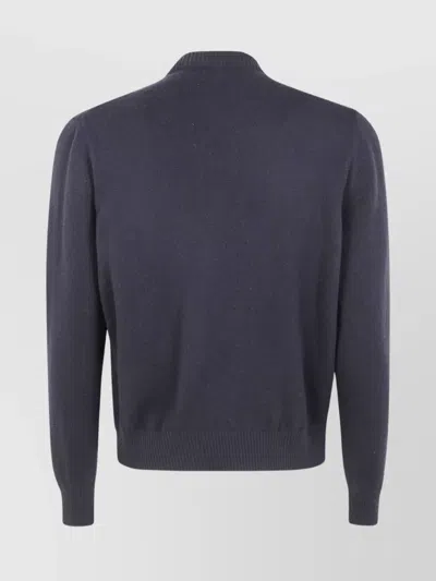 Lardini Long Sleeve Crew Neck Knit Sweater In Blue