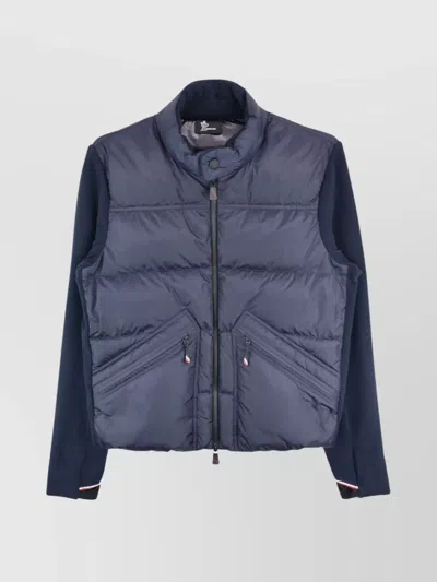 Moncler Grenoble Quilted Zip Up Cardigan In Navy Blu In Blue