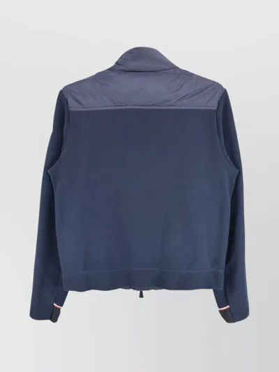 Moncler Grenoble Quilted Zip Up Cardigan In Navy Blu In Blue