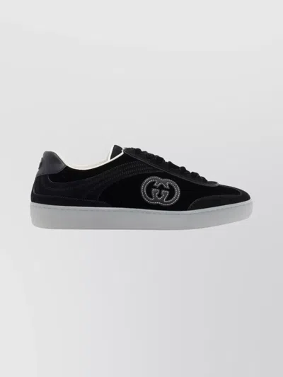 Gucci G75 Low Top Sneakers With Rubber Sole In Black