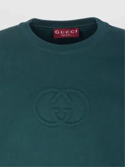 Gucci Long Sleeve Crewneck Sweatshirt With Ribbed Cuffs And Hem In Multi