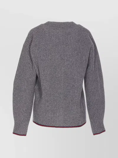 Gucci Womens Dusty Dark Grey Mc Oversized Rib Wool Knitted Cardigan Xs In Gray