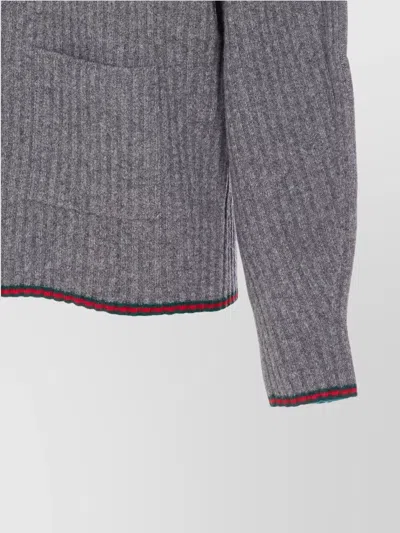 Gucci Womens Dusty Dark Grey Mc Oversized Rib Wool Knitted Cardigan Xs In Gray