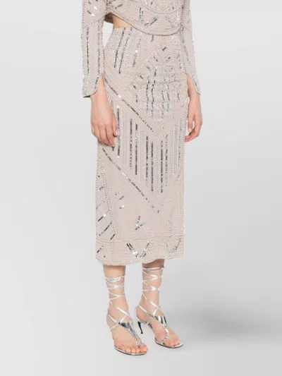 Forte Forte Midi Skirt With Geometric Pattern And Embellishments In Pink