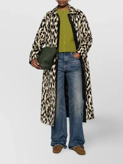Forte Forte Long Animal Print Coat Featuring Pockets In Multi