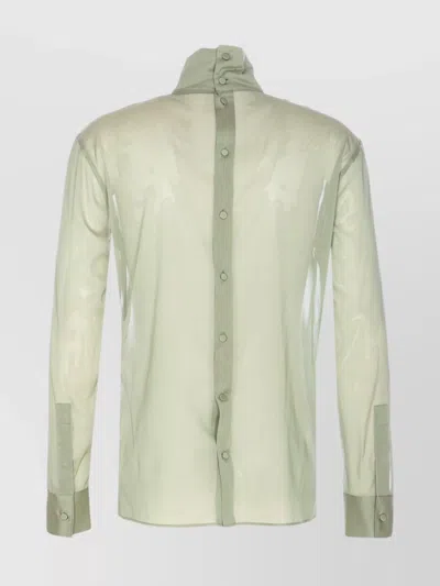 Gucci High Neck Long Sleeve Sheer Shirt In White