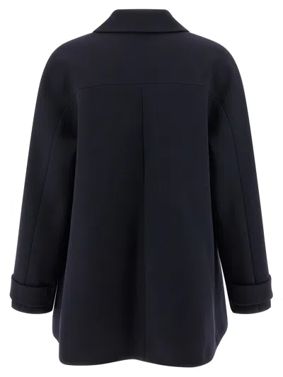 Gucci Double-breasted Trapeze Silhouette Coat In Blue