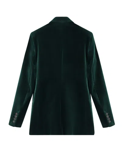 Gucci Velvet Blazer With Regular Fit And Pockets In Green
