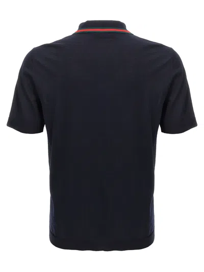 Gucci Web Ribbon Shirt Polo Blue In Black