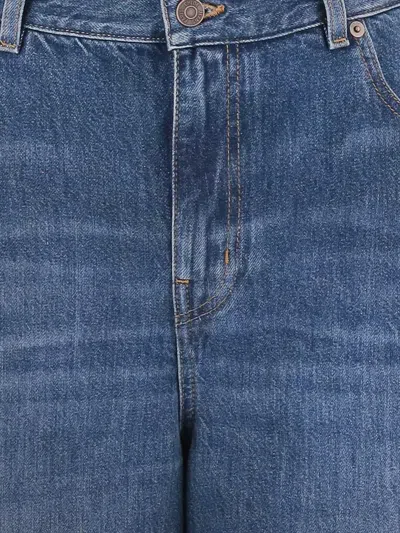 Chloé Blue High Waisted Jeans With Wide Leg And Logo Patch On The Rear In Denim Woman