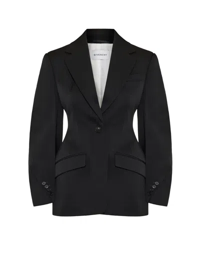 Givenchy Tailored Wool Blazer Notched Lapels In Black