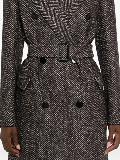 Tagliatore Herringbone Double-breasted Wool Coat In Multi