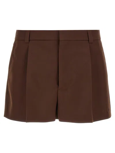 Gucci Tailored Wool Shorts With Pockets And Pleats In Brown