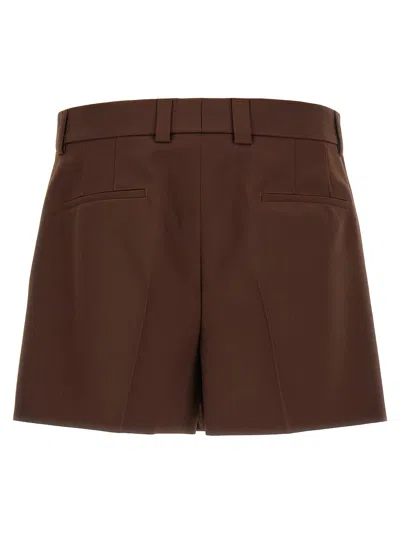 Gucci Tailored Wool Shorts With Pockets And Pleats In Brown