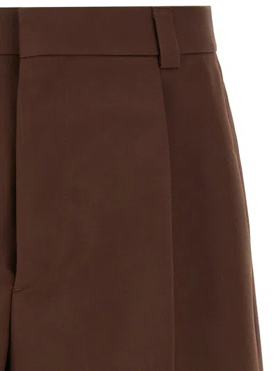 Gucci Tailored Wool Shorts With Pockets And Pleats In Brown