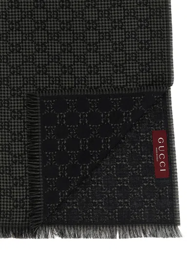 Gucci Wool Silk Scarf Scarves And Foulards Multicolor In Black