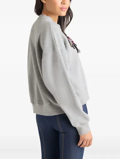 Cinq À Sept Cinq A Sept Heritage Rose Brandy Beaded Graphic Sweatshirt In Gray