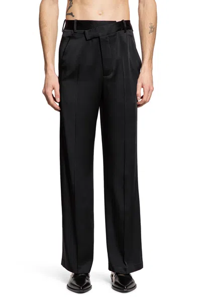 Ann Demeulemeester Cyrus Cady Satin Wide Leg Trousers In Black