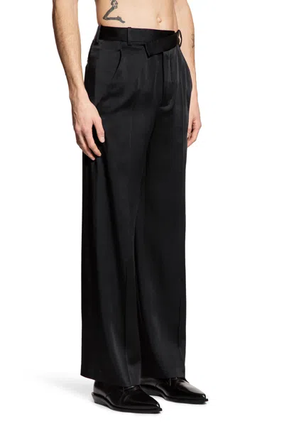 Ann Demeulemeester Cyrus Cady Satin Wide Leg Trousers In Black