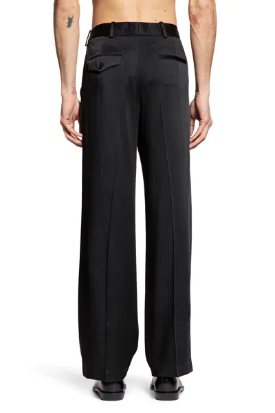 Ann Demeulemeester Cyrus Cady Satin Wide Leg Trousers In Black