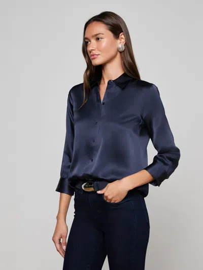 L'agence Dani Silk Blouse In Blue
