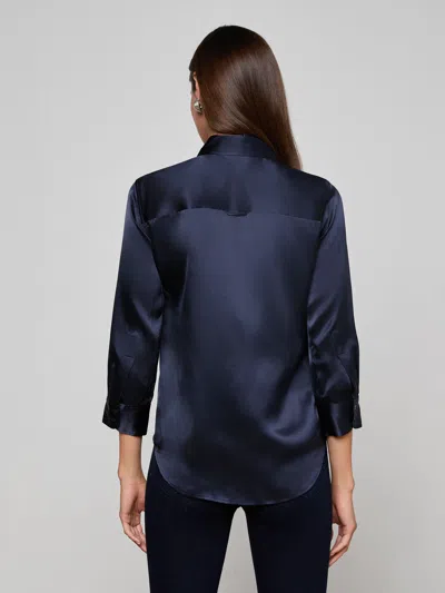 L'agence Dani Silk Blouse In Blue