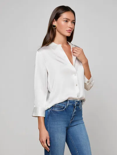 L'agence Dani Silk Blouse In White