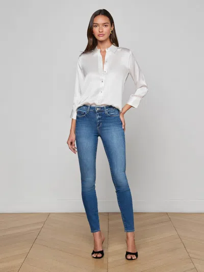 L'agence Dani Silk Blouse In White