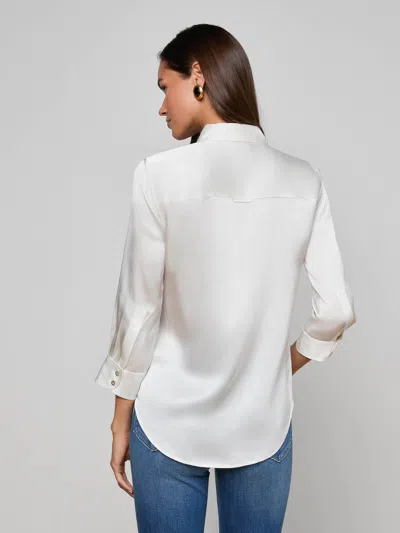 L'agence Dani Silk Blouse In White