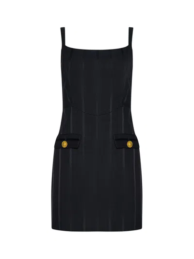 L'agence Helen Striped Satin Corset Mini Dress In Black