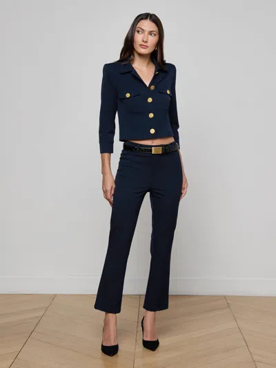 L'agence Kumi Button Front Crop Jacket In Blue