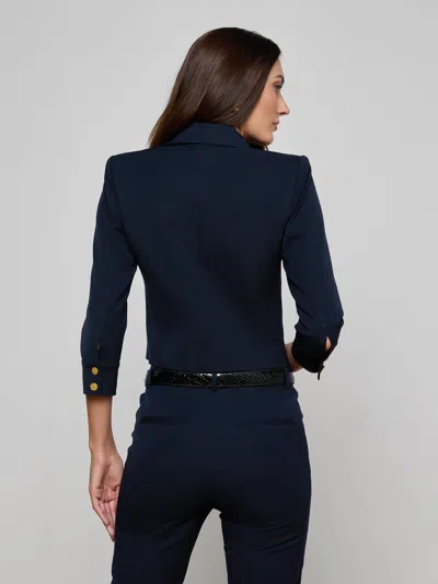 L'agence Kumi Button Front Crop Jacket In Blue