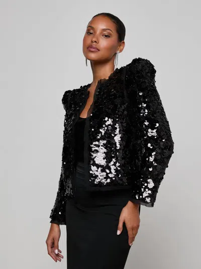 L'agence Shai Sequined Metallic Tweed Jacket In Animal Print